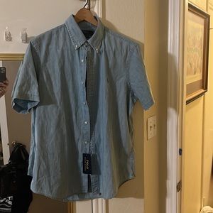 POLO RALPH LAUREN LT BLUE OXFORD SHORT SLEEVE SHIRT SIZE L NWT